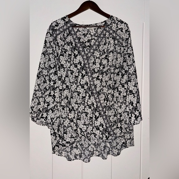 Max Studio Women 3X Chiffon Ethereal Floral Faux Wrap Blouse‎ Cottagecore - Picture 1 of 8